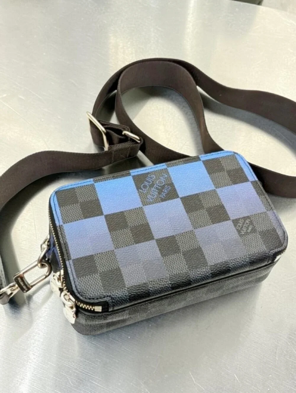 Louis Vuitton Alpha Wearable Wallet Giant Damier Cobalt Blue Indigo Leather